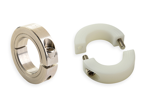 Rigid couplings and shaft collars for food equipment applications